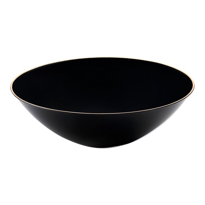 16 oz. Black with Gold Rim Organic Round Plastic Soup Bowls (60 Bowls)