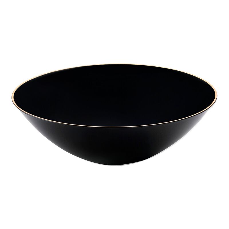 16 oz. Black with Gold Rim Organic Round Plastic Soup Bowls (60 Bowls) image number 0