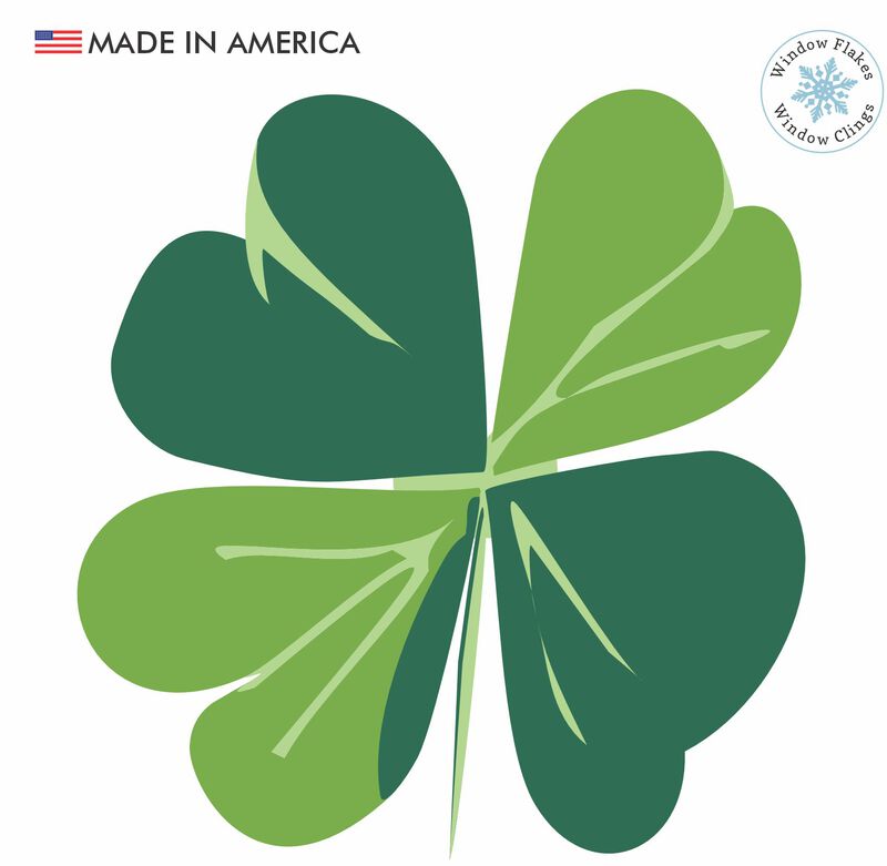 Window Flaks St. Patrick's Day Four Leaf Clover Window Cling Decal for Glass. image number 0