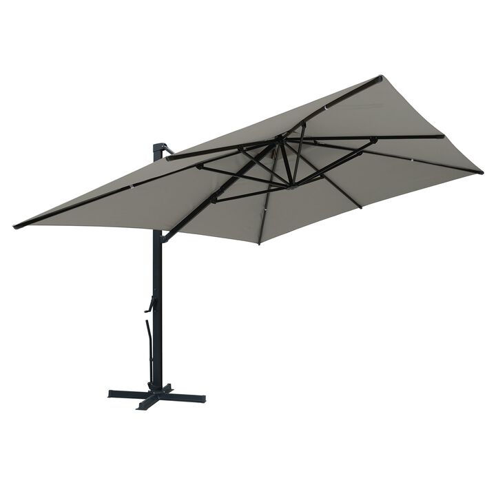 MONDAWE 13ft Patio Double Top Bright Umbrella 360 Rotation Umbrella, Grey