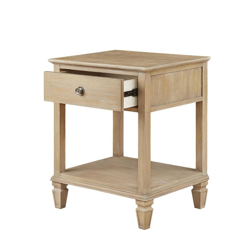 Starlight Canyon Home Rustic Brown Nightstand With Rubber Wood Frame And Metal Accents For Bedroom