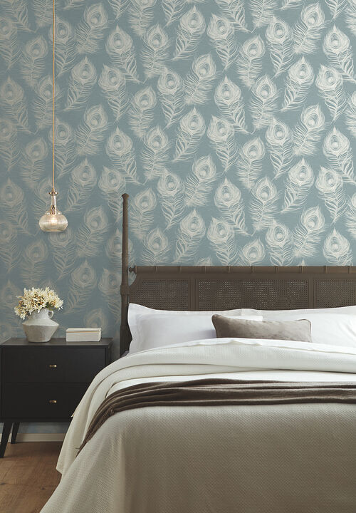 Regal Peacock Dark Teal Wallpaper