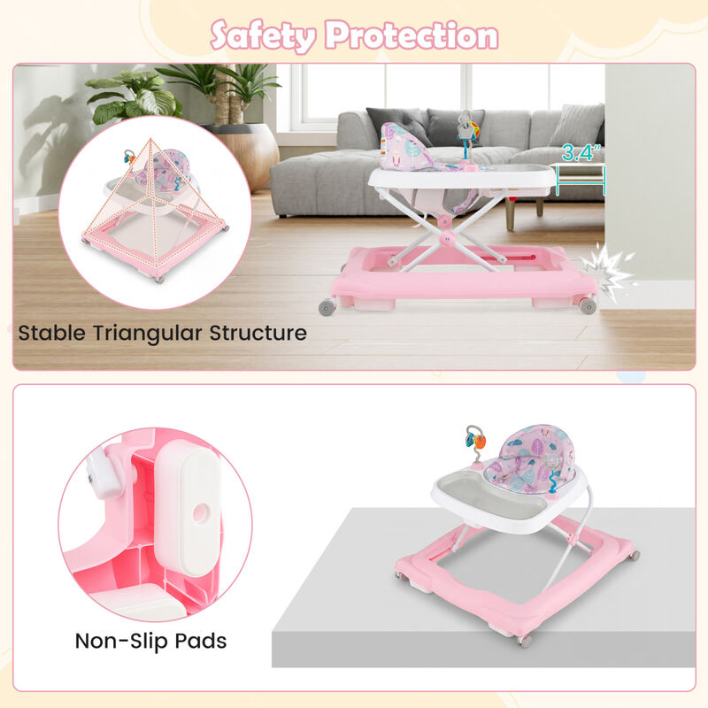 Foldable Baby Walker with Removable Seat and Adjustable Height image number 3