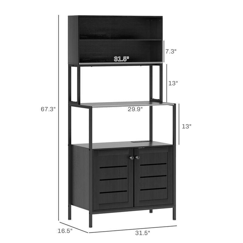 Hivvago Microwave Stand and Baker&rsquo;s Rack with Storage and Power image number 2
