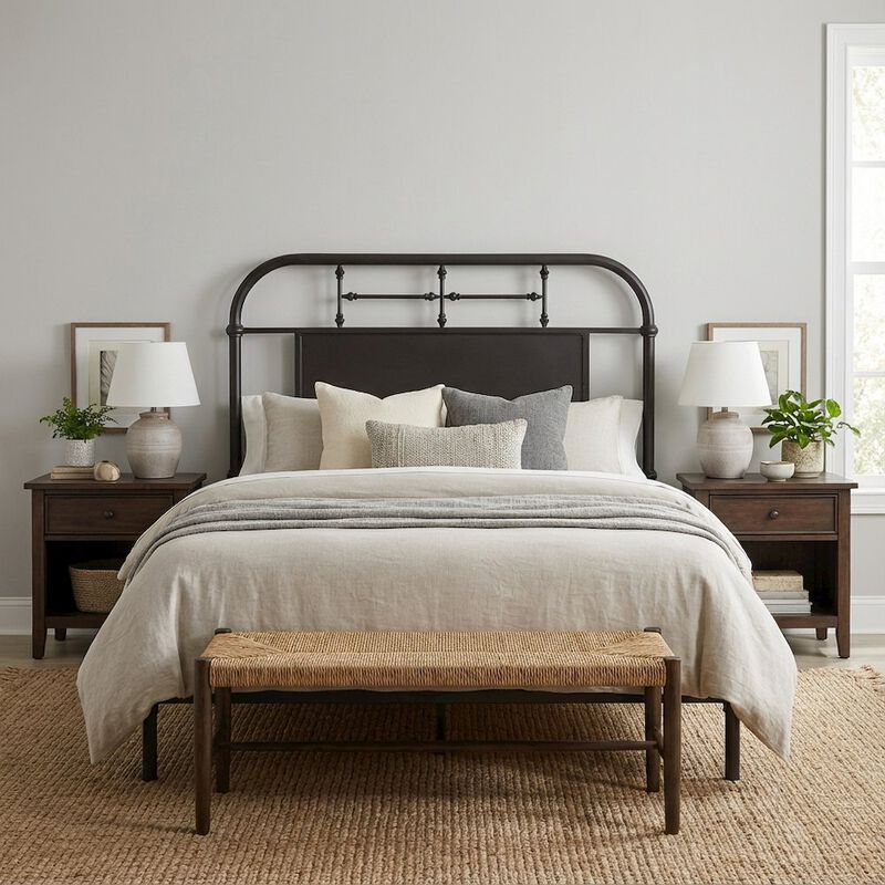 Twin Distressed Metal Headboard, Vintage Design, Sturdy Metal Tube Construction image number 4