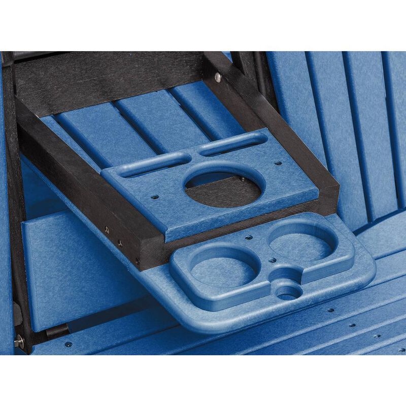 American Furniture Classics Two Seat Fan Back Glider with Drop Down Table/Cup Holder in Blue