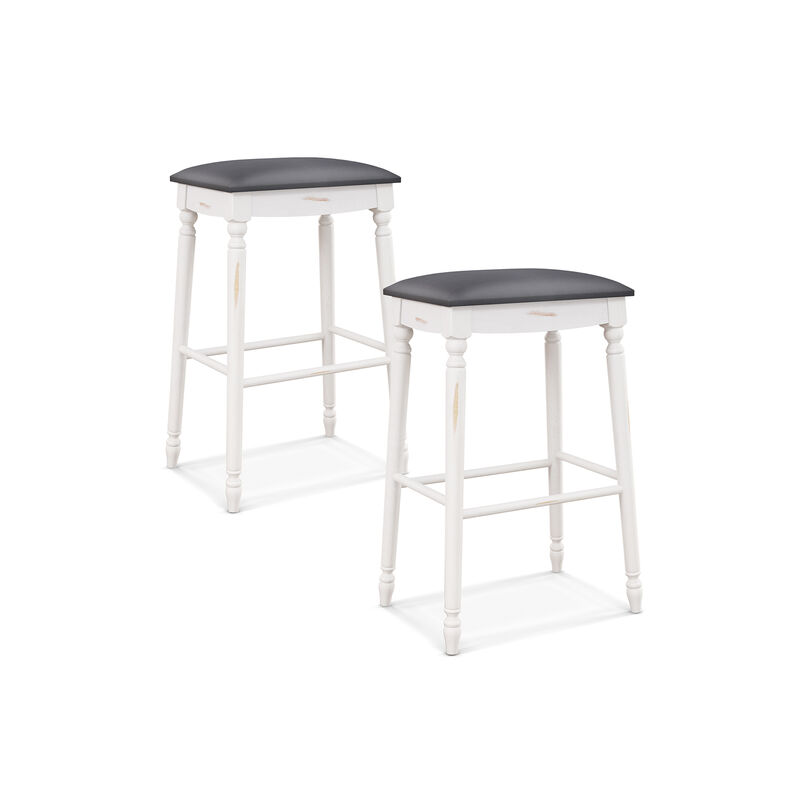 Bar Stool Set of 2 with Padded Seat Cushions and Wood Legs