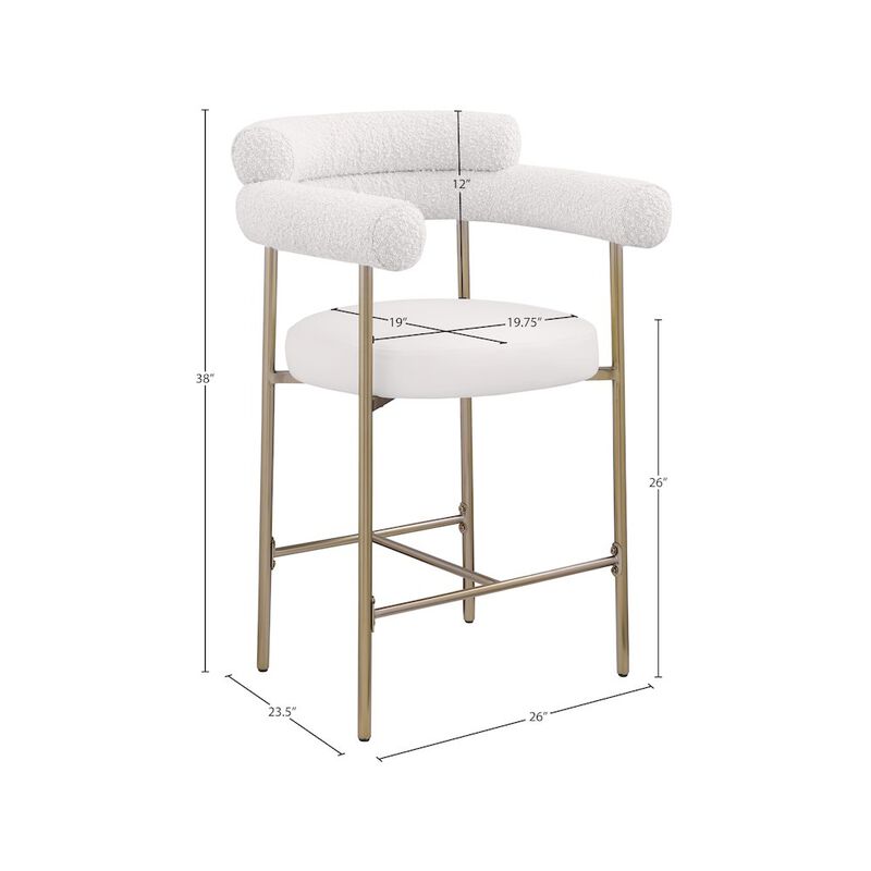 Meridian Furniture Blake Boucle Fabric / Vegan Leather Counter Stool, Set of 2