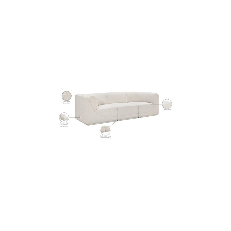 Meridian Furniture Ollie Cream Boucle Fabric Modular Sofa