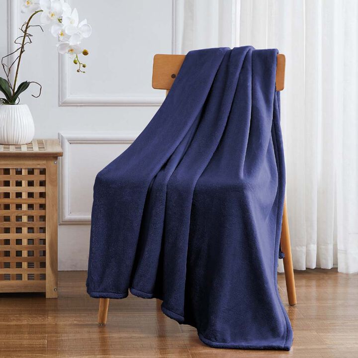 RT Designers Collection Morgan Perfect for Afternoon Naps or Home Decor Solid Matte Fleece Throw 50"x70" Navy