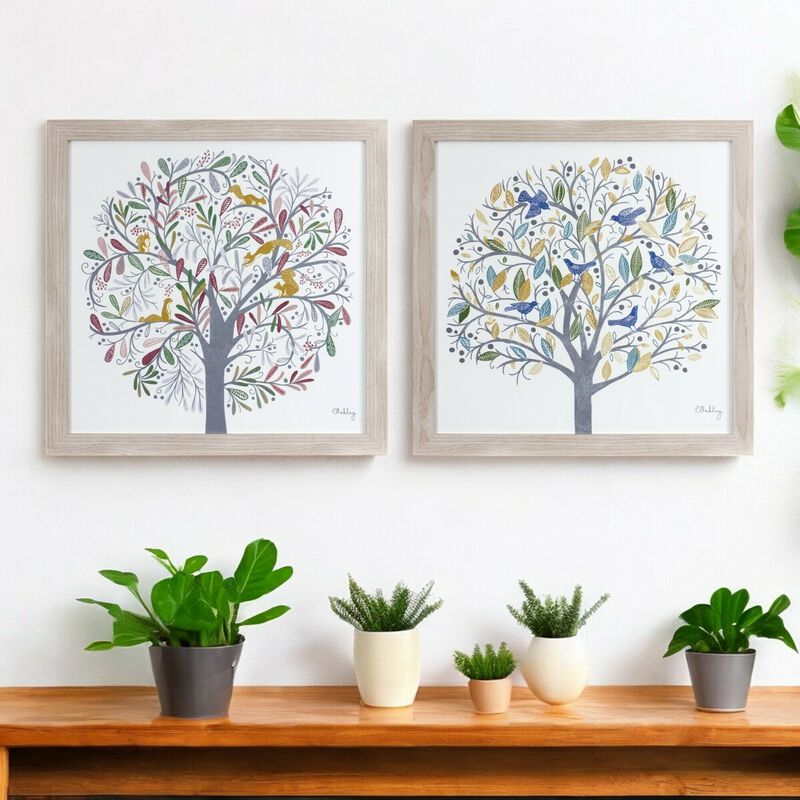 Tree Print Decorative Wall Art for Home or Nature-Inspired Decor (Set of 2)