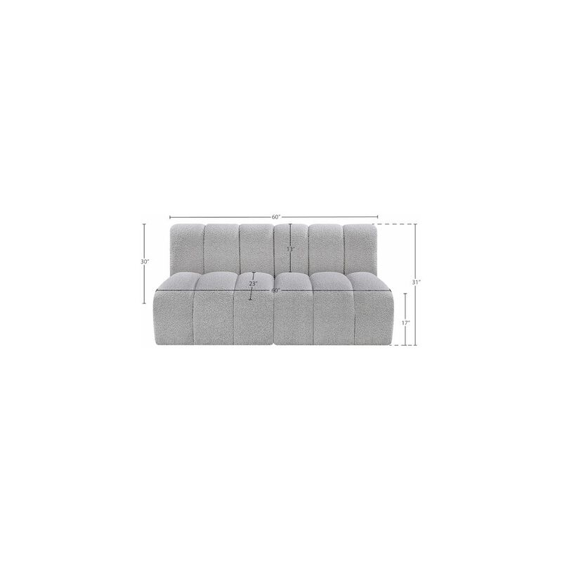Meridian Furniture Arc Grey Boucle Fabric Modular Sofa