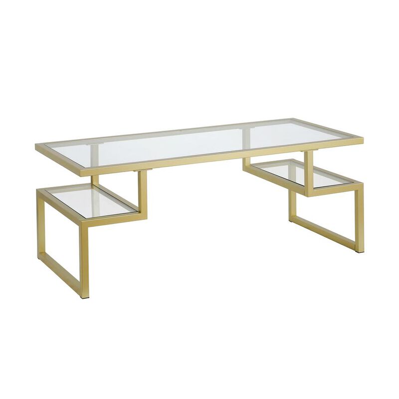 Hudson&Canal Zander 45'' Wide Rectangular Coffee Table in Brass