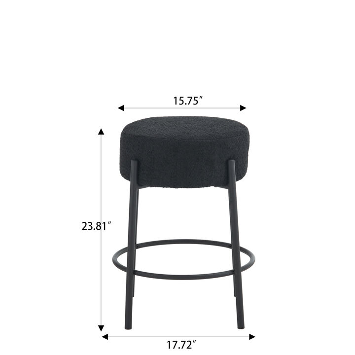24" Tall, Round Bar Stools, Set of 2 - Contemporary upholstered dining stools for kitchens, coffee shops and bar stores - Includes sturdy hardware support legs