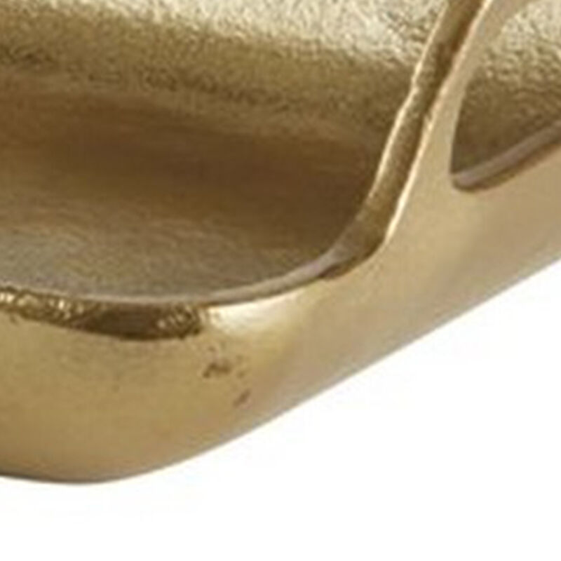 Rectangular Metal Frame Decorative Tray with Cut Out Handle, Gold - Benzara