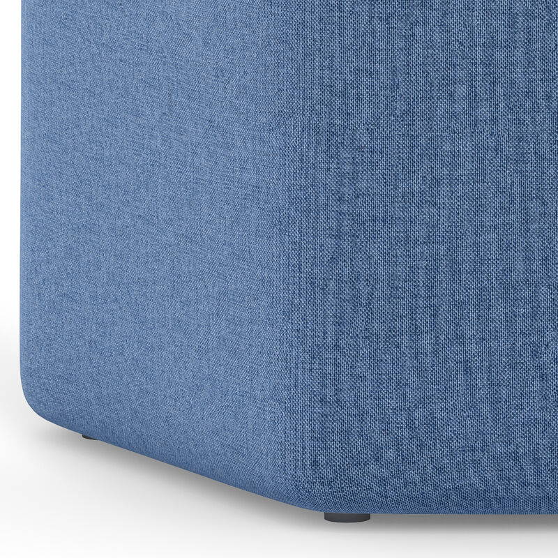 Brock 16 inch Wide Contemporary Irregular Footstool in Wedgewood Blue Linen Look Fabric, Fully Assembled image number 5