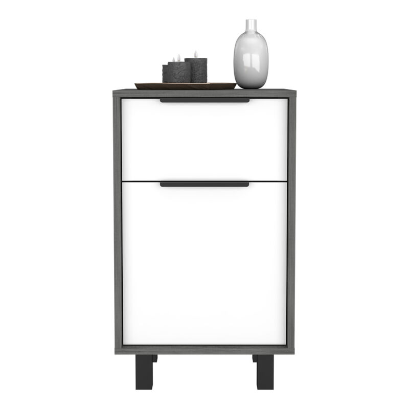 HomeRoots 28" Gray Wood One Drawer Nightstand image number 3