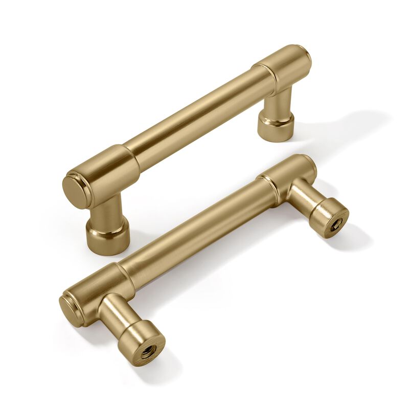 khtumeware 10 Pack Brushed Brass Cabinet Pulls 3 Inch(76MM) Hole Centers Kitchen Brushed Gold Cabinet Handles Cabinet Hardware K