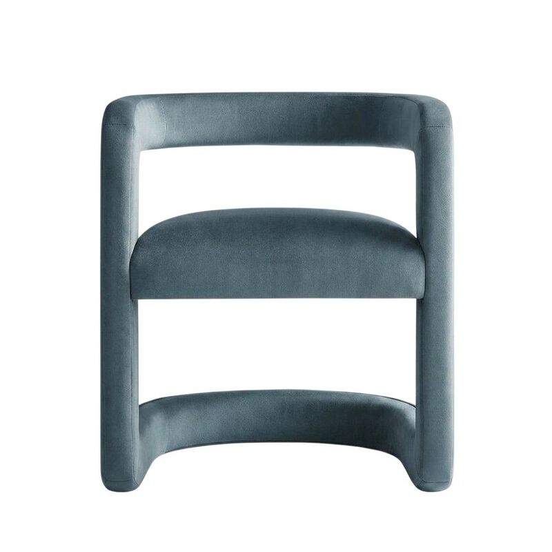 Performance Velvet Barrel Dining Chair with Arms, Cadet Blue image number 0
