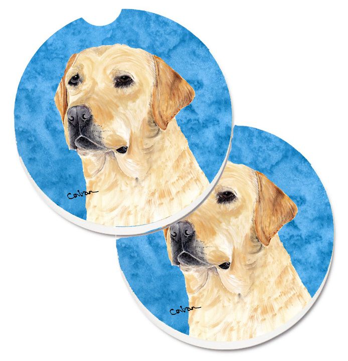 Caroline's Treasures Blue Labrador Set of 2 Cup Holder Car Coasters SC9133BUCARC, 2.56, Multicolor
