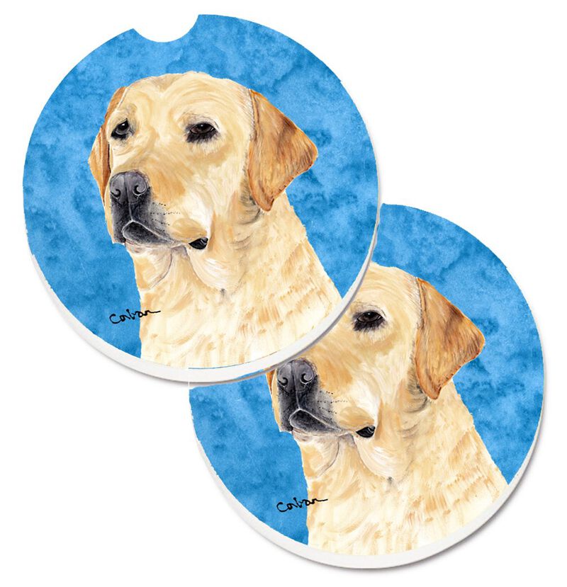 Caroline's Treasures Blue Labrador Set of 2 Cup Holder Car Coasters SC9133BUCARC, 2.56, Multicolor image number 0