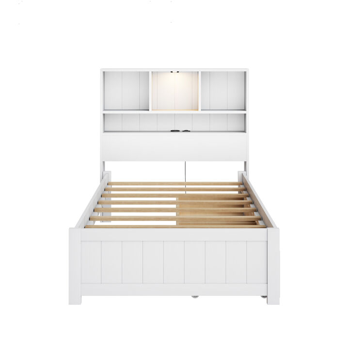 Merax Platform Bed with Built-in Downlight and 2 Drawers