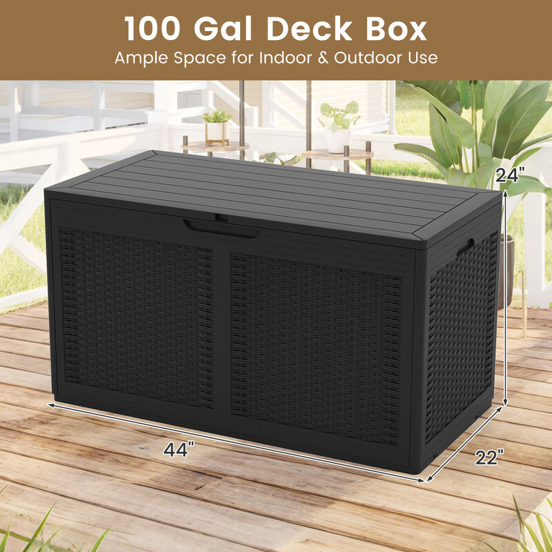 Weatherproof 100 Gal. Resin Deck Box &ndash; Outdoor Storage Box with Lid & Lock Option image number 4
