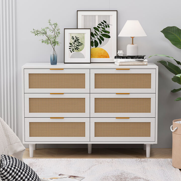 Glipip 6-Drawers Rattan Storage Cabinet
