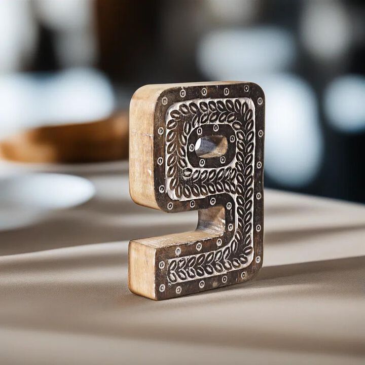Vintage Natural Handmade Eco-Friendly "9" Numeric Number For Wall Mount & Table Top Décor