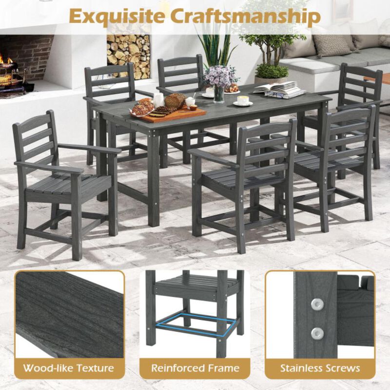 Hivvago HDPE All Weather Patio Dining Chairs Set of 2 with Wide Armrests