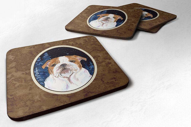 Caroline's Treasures SS8447FC Starry Night English Bulldog Foam Coasters Set of 4 (Set of 4), 3.5 H x 3.5 W, Multicolor image number 0