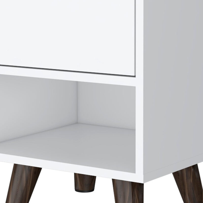HomeRoots 19" White Wood One Drawer Nightstand image number 3