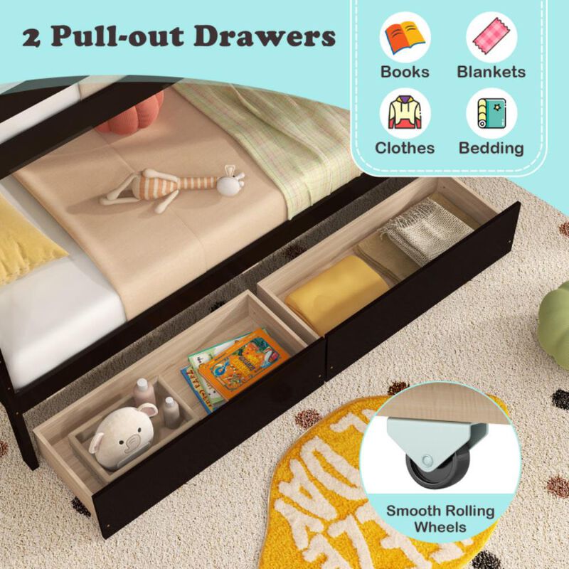 Hivvago Twin Over Twin Bunk Bed with Storage Stairs and Drawers