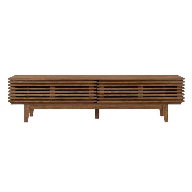 Brown wood TV stand with sleek design and sturdy construction image number 1