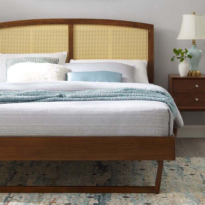 Modway - Sierra Cane and Wood King Platform Bed with Angular Legs