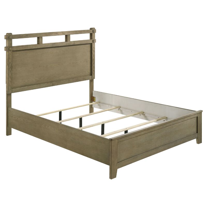 Hazel Queen Panel Bed, Open-Slat Headboard, Vineyard Oak Rubberwood image number 4