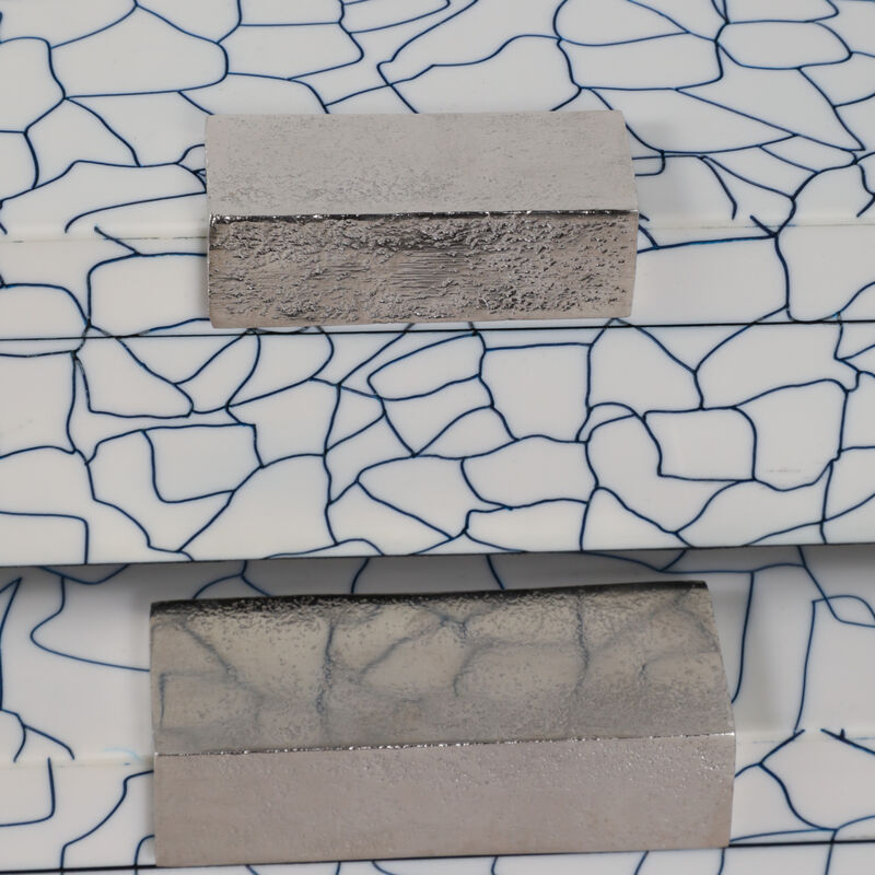 S/2 12/14" Squiggle Lines Footed Boxes, Navy/white image number 5