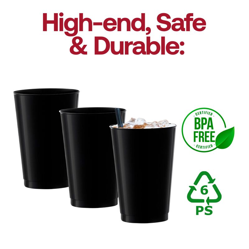 12 oz. Black Round Plastic Tumblers (240 Cups) image number 5
