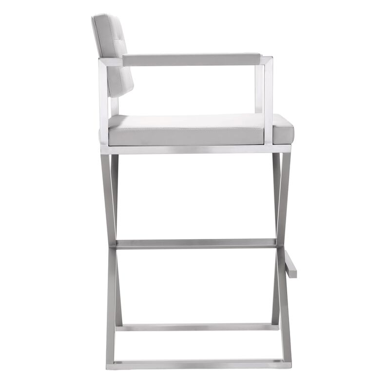 TOV Furniture Director Stainless Steel Barstool, White image number 7