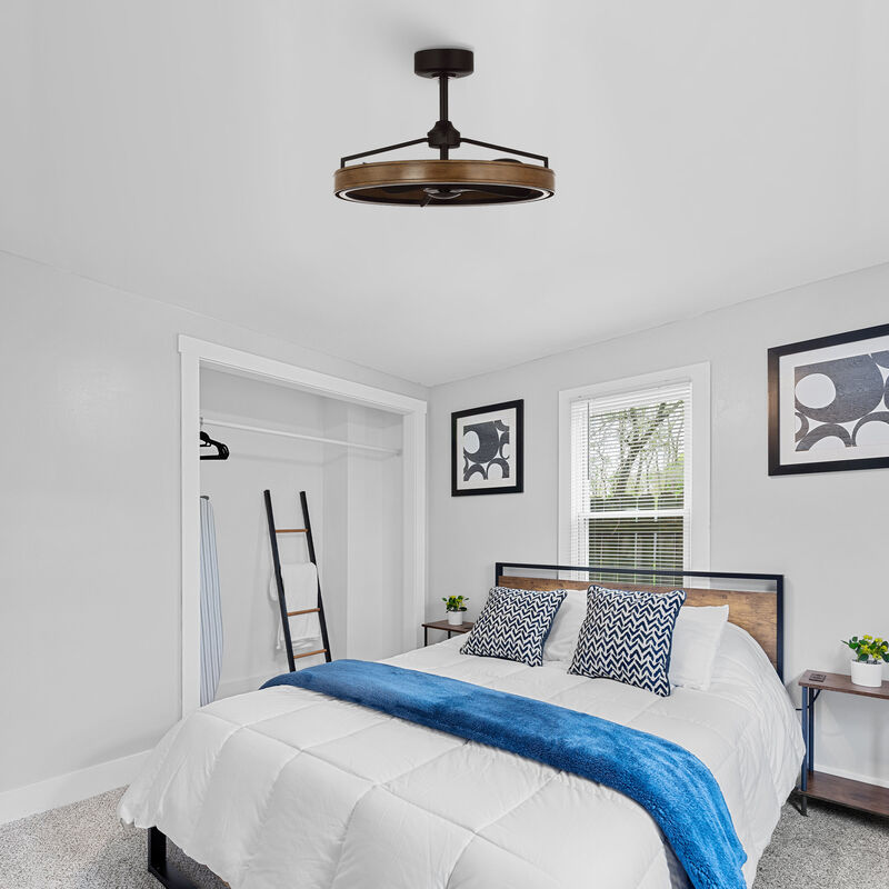 27" Farmhouse Brown LED Ceiling Fan with Remote Control