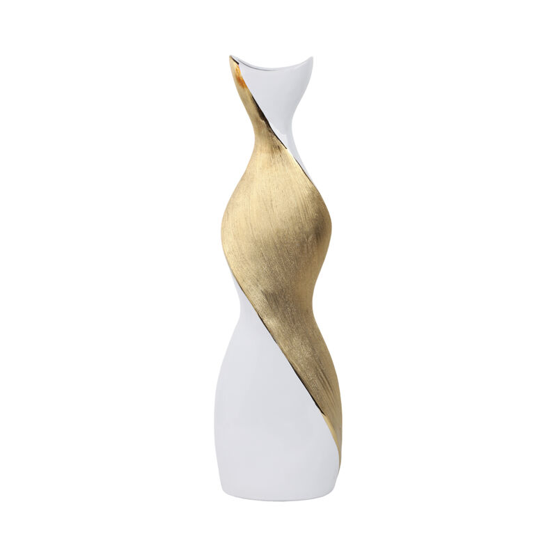 24" Twisted Vase, White/Gold image number 2
