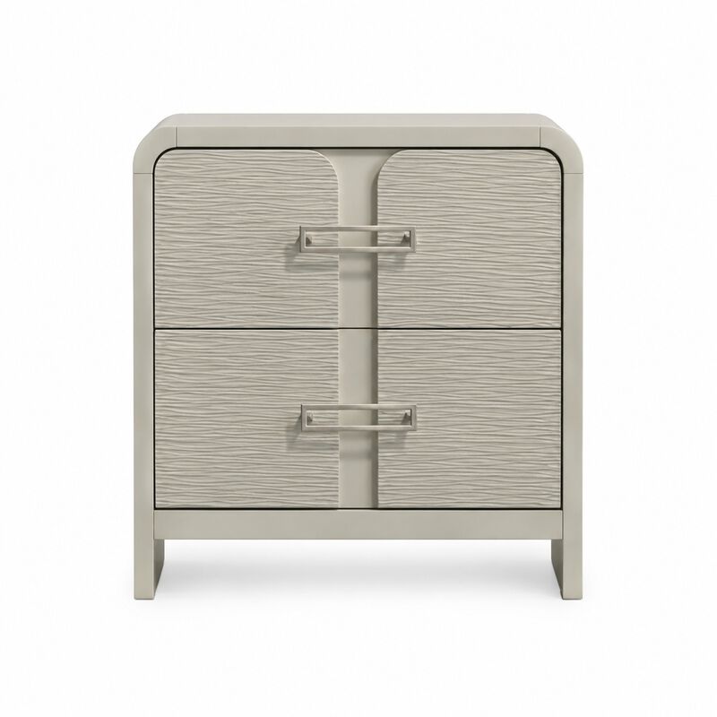 Aria Nightstand with 2 Wave-Front Drawers, Waterfall Edge and Chrome Pulls image number 0