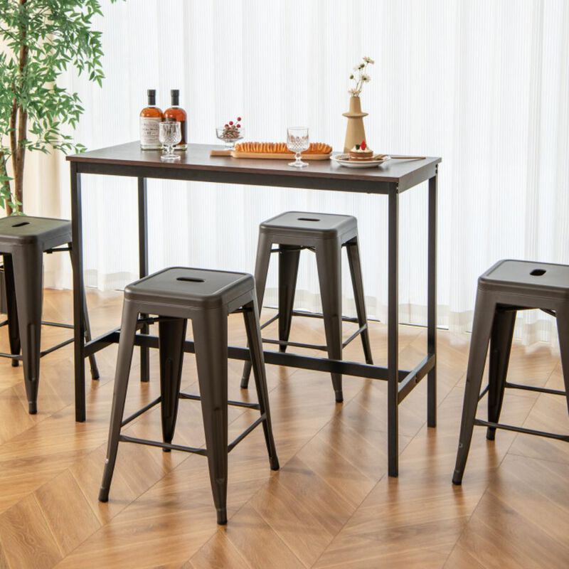 Hivvago 24 Inch Set of 4 Tolix Style Counter Height Barstool Stackable Chair