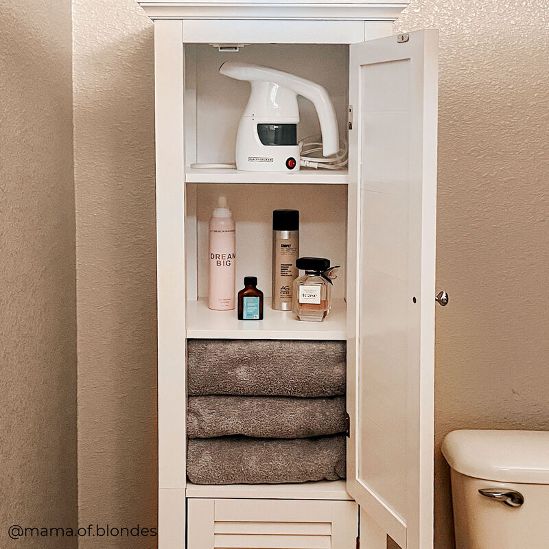 Glancy Freestanding Linen Tower with Two Faux Louvered Doors, White image number 5