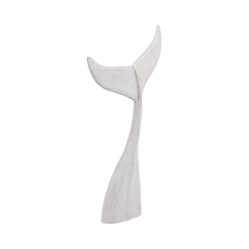32" Wood Whale Tail Decor, Wht image number 1