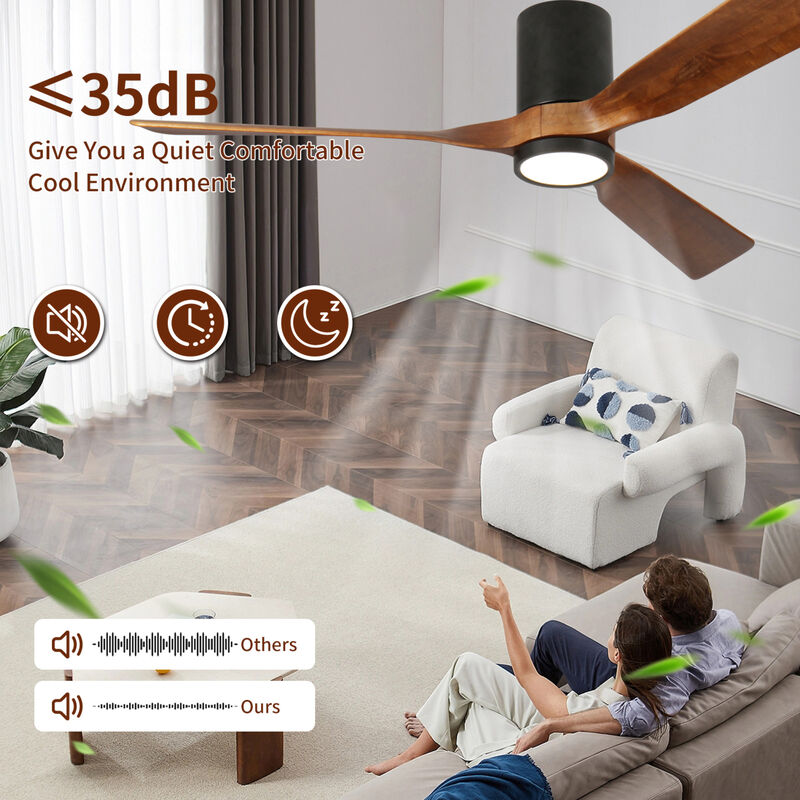 ELEMENT ACE Contemporary Indoor Outdoor LED Ceiling Fan with Wood Blades and Remote Control image number 5