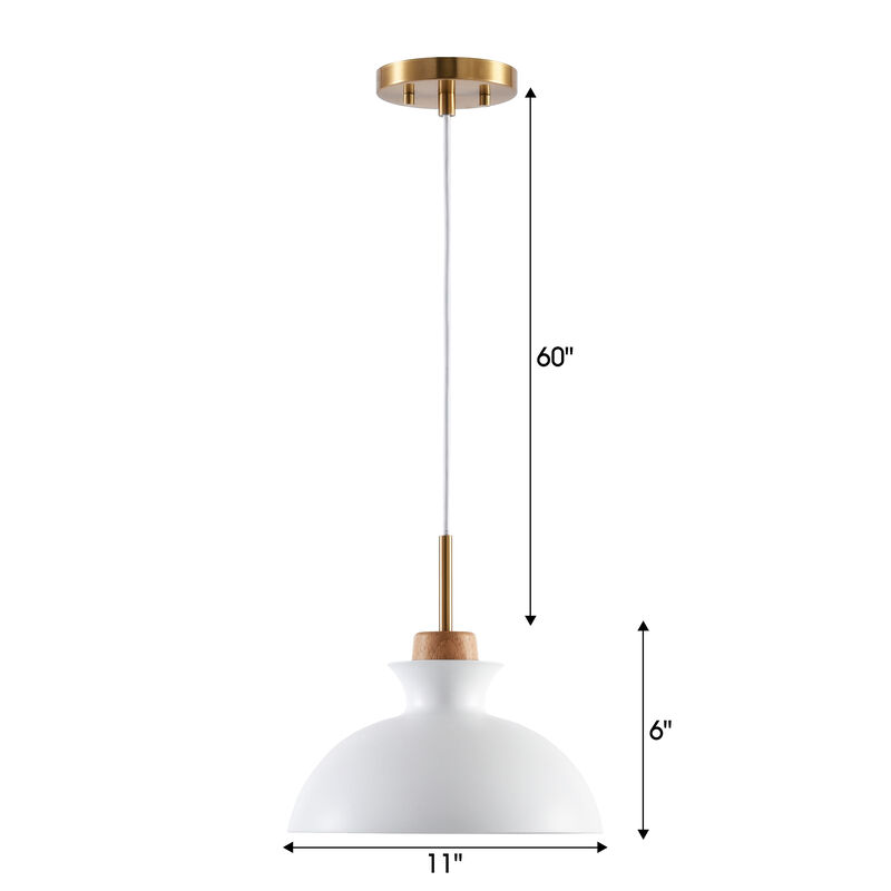 11" Modern Matte White Dome Pendant Light with Adjustable Cord for Bedroom, Kitchen Island or Living Room image number 6