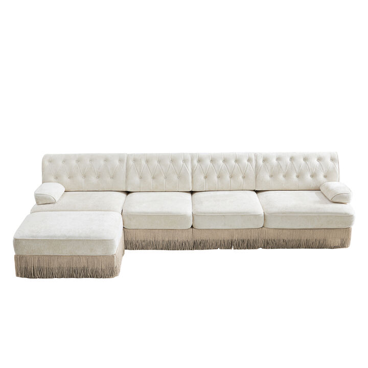 Gabwi 135" L Shaped Velvet Sectional