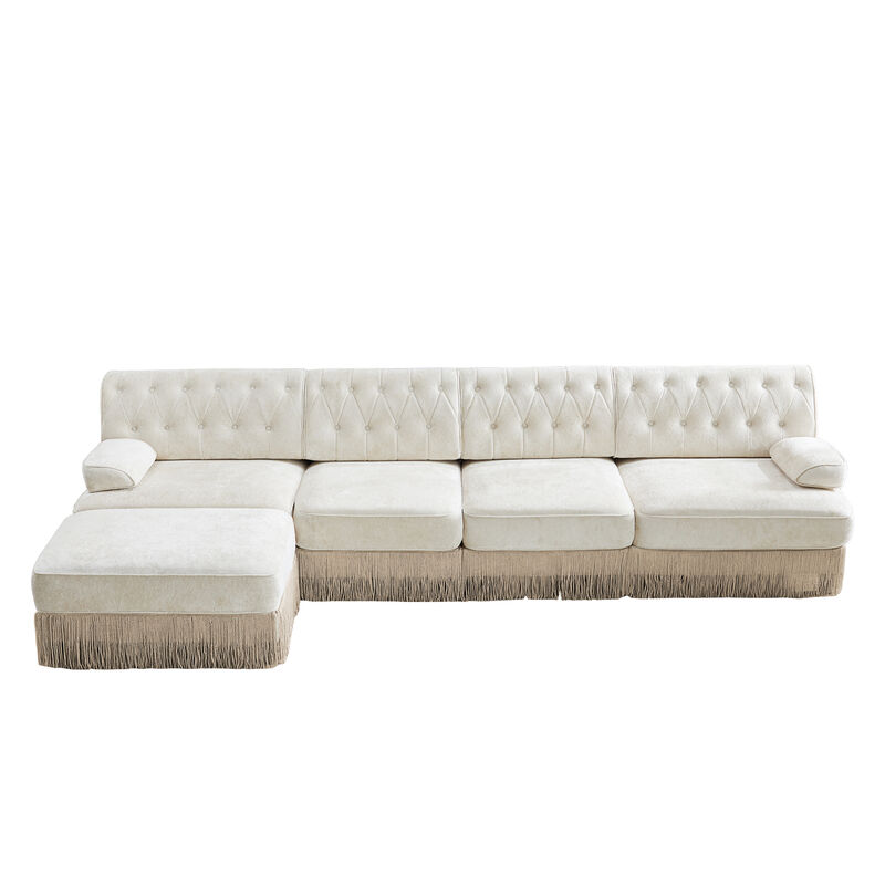 Gabwi 135" L Shaped Velvet Sectional image number 0