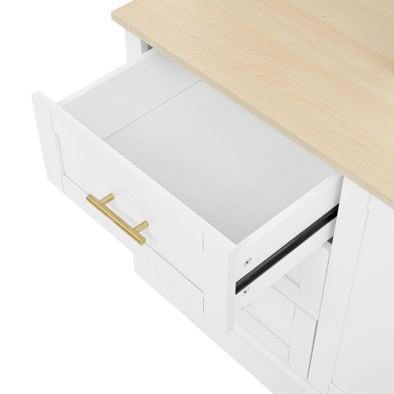 Merax Farmhouse 4-Piece Entertainment Center Wall Unit with Adjustable Shelves